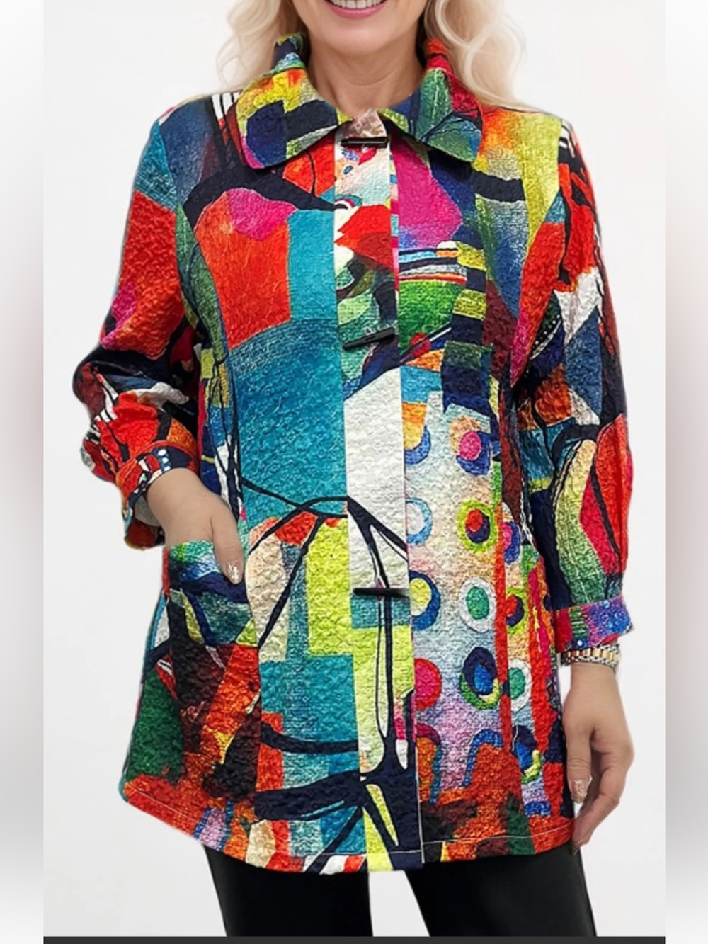 Creation Abstract colourful print jacket topper XL